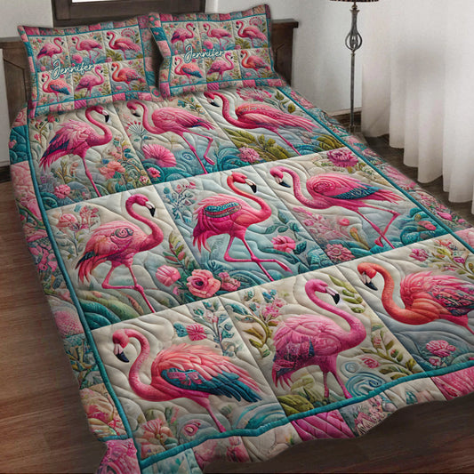 Vintage Flamingo - Personalized Flamingo Bedding Set