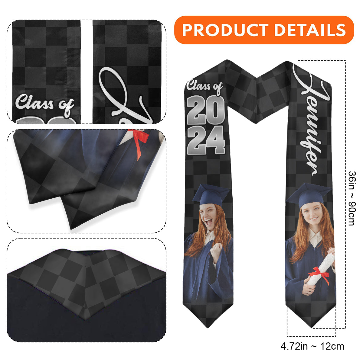 Photo Custom Graduation Stole Sash - Personalized Graduation Graduation Stole