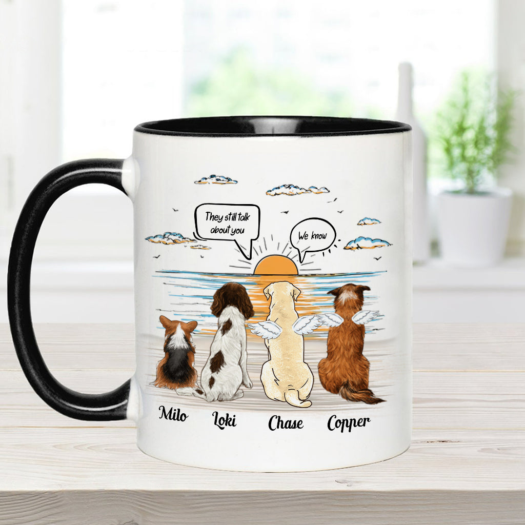 Sie reden immer noch über dich – personalisierte Tasse mit Hundemotiv