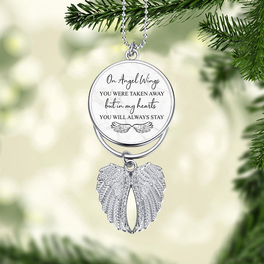 On Angel Wings You Were Taken Away - Personalized Dog Wings Ornament