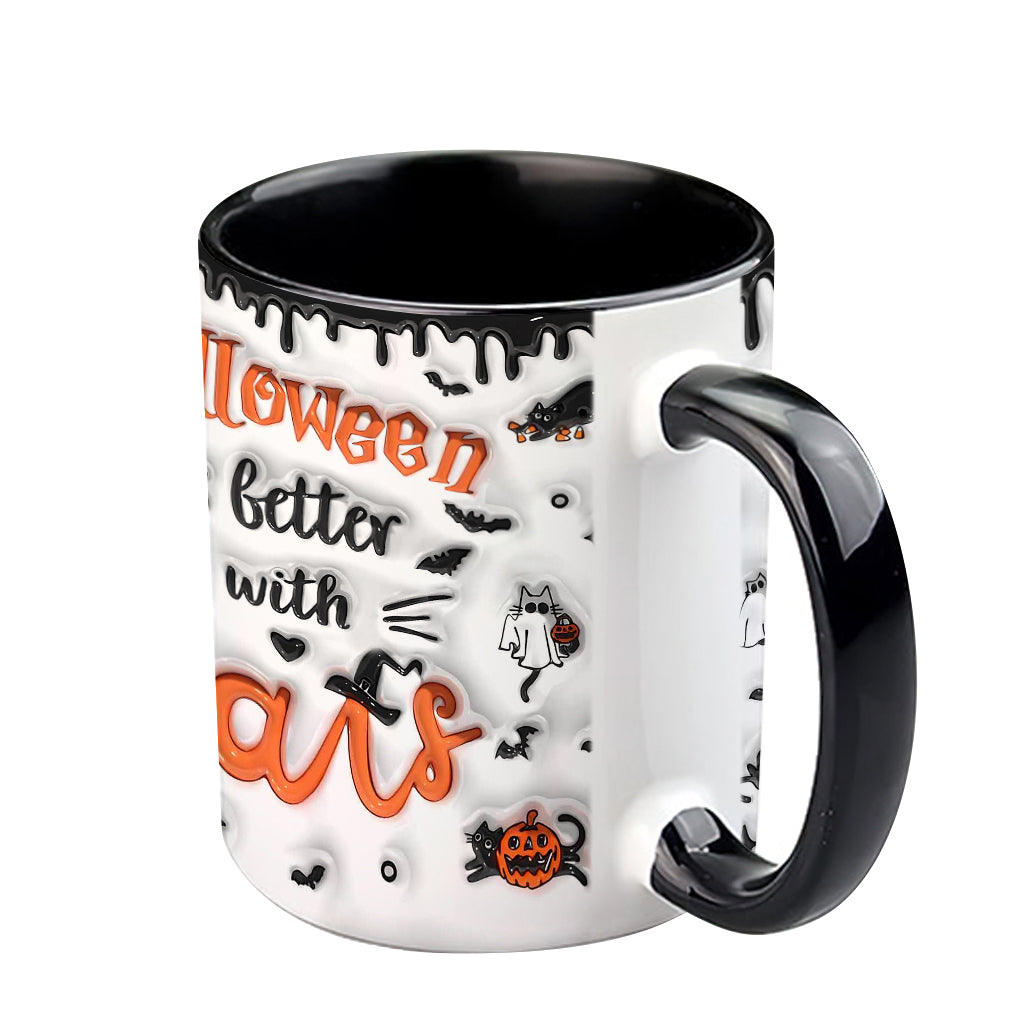 Halloween ist schöner mit einer Katze – Personalisierte Tasse mit Katzenmotiv