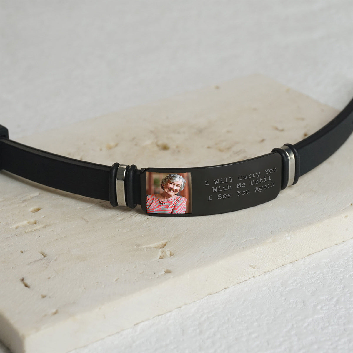 Custom Photo I'll Carry You - Personalized Memorial Engraved Bracelet