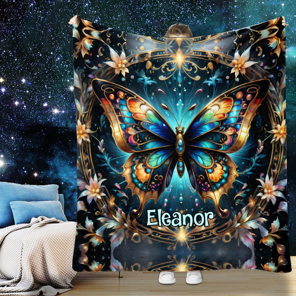 Stunning Gold Butterfly - Personalized Butterfly Blanket