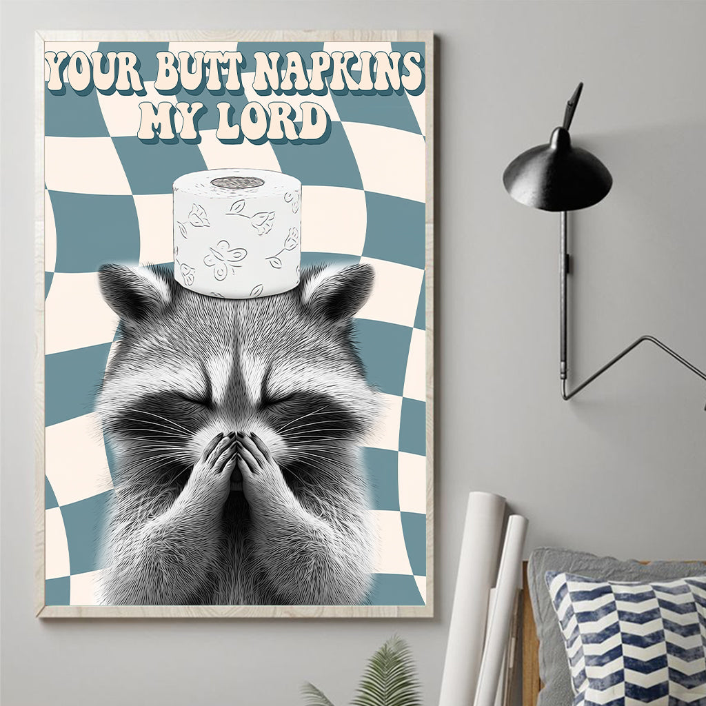 Deine Serviette, mein Herr – Personalisierte Waschbär-Leinwand und Poster