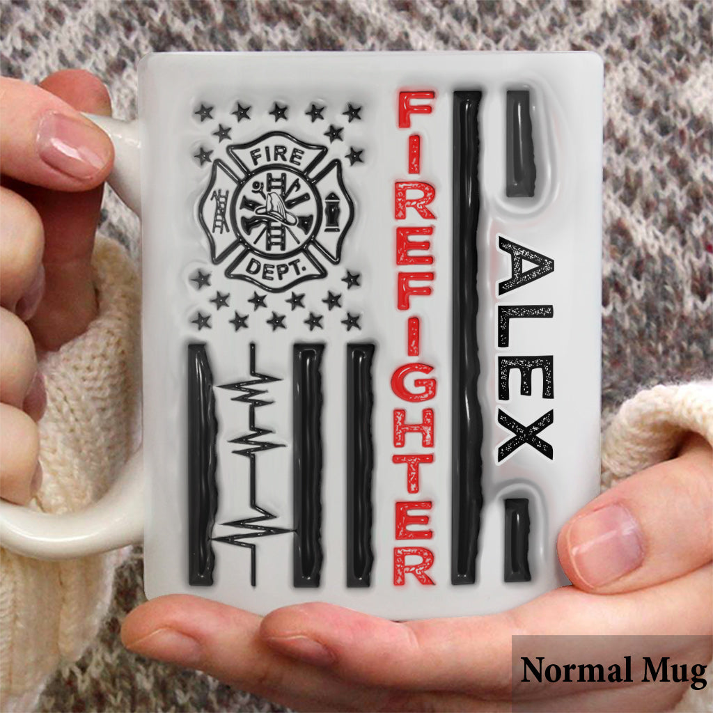 Firefighter Patriotic 4th July - Personalized Firefighter Mug