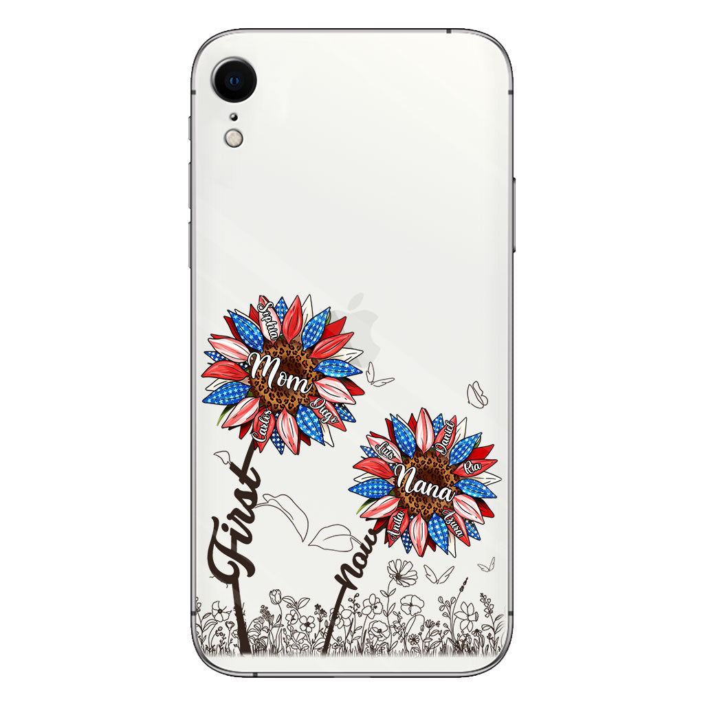 First Mom Now Grandma Sunflower Version - Personalized Grandma Clear Phone Case