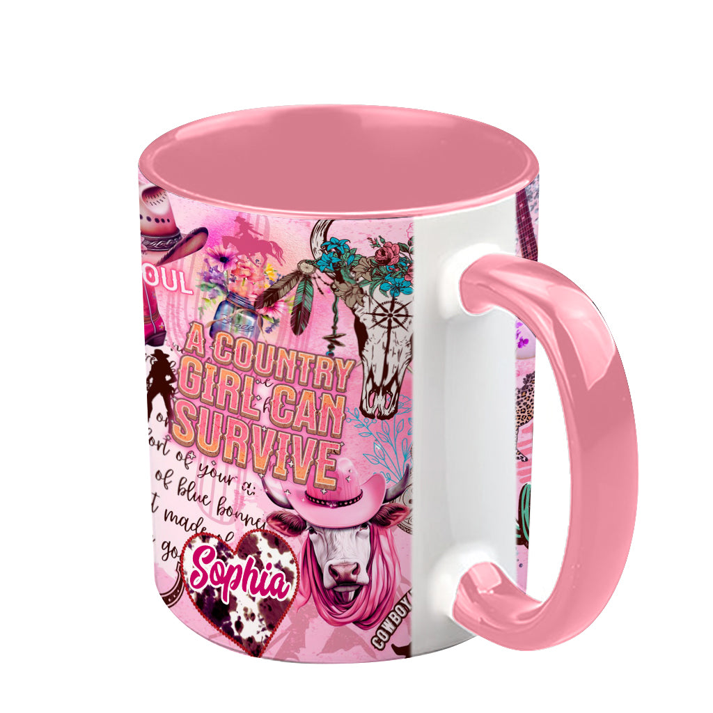 Ein Landmädchen kann überleben – Personalisierte Tasse mit ländlichem Akzent