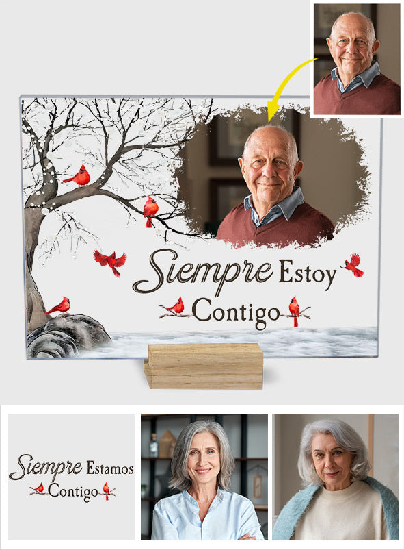 Siempre Estoy Contigo – personalisierte Gedenktafel aus transparentem Acryl