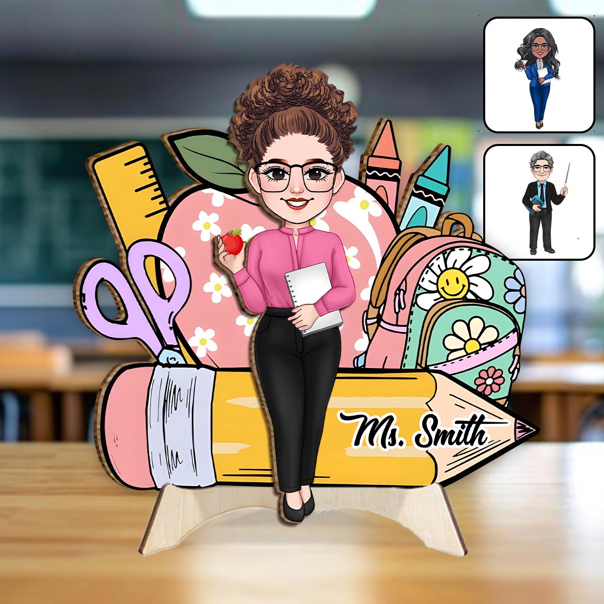 Willkommen im Klassenzimmer – Personalisiertes Lehrerschild aus 2-lagigem Holz / Holzplakette