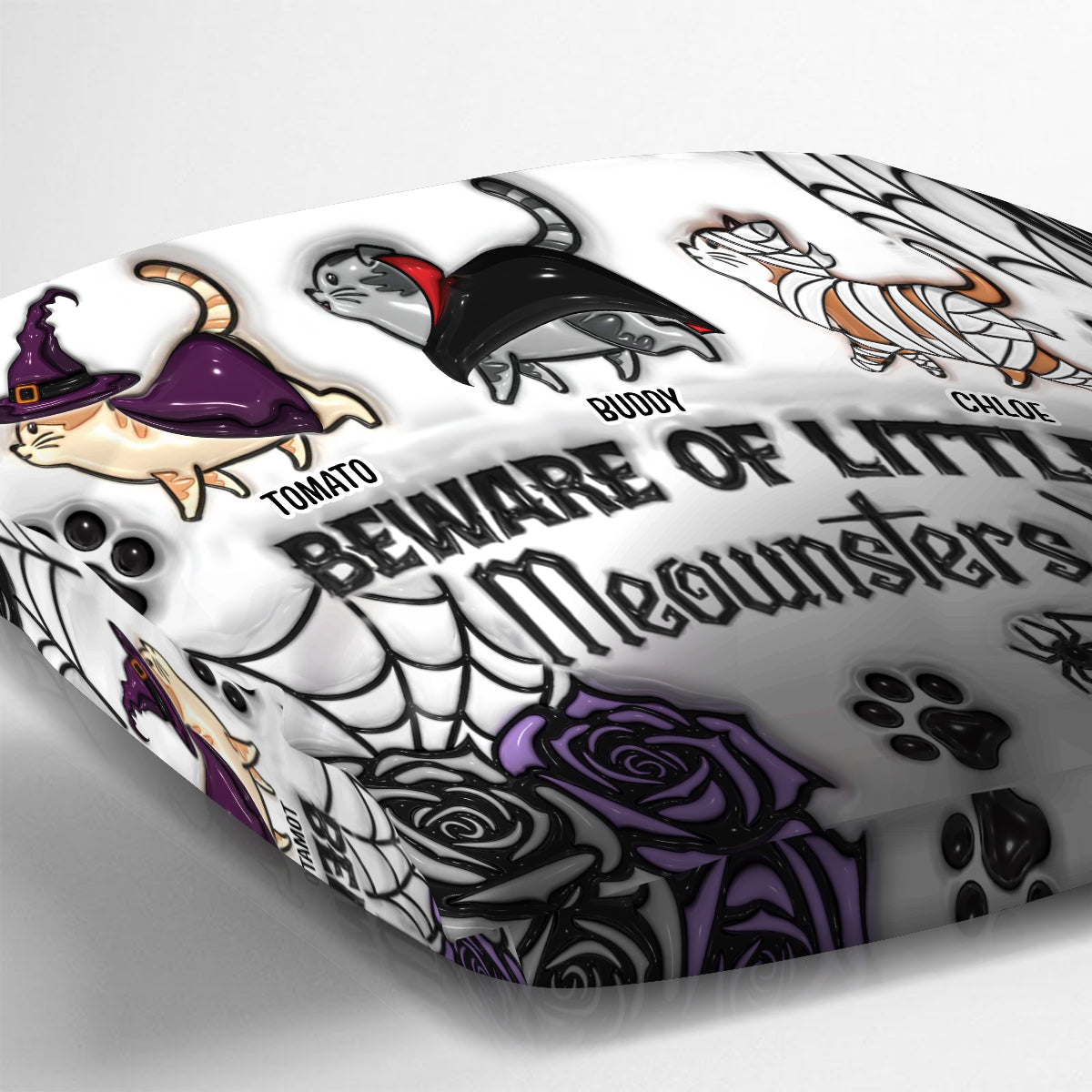 Beware Of Little Meownsters - Personalized Cat Throw Pillow