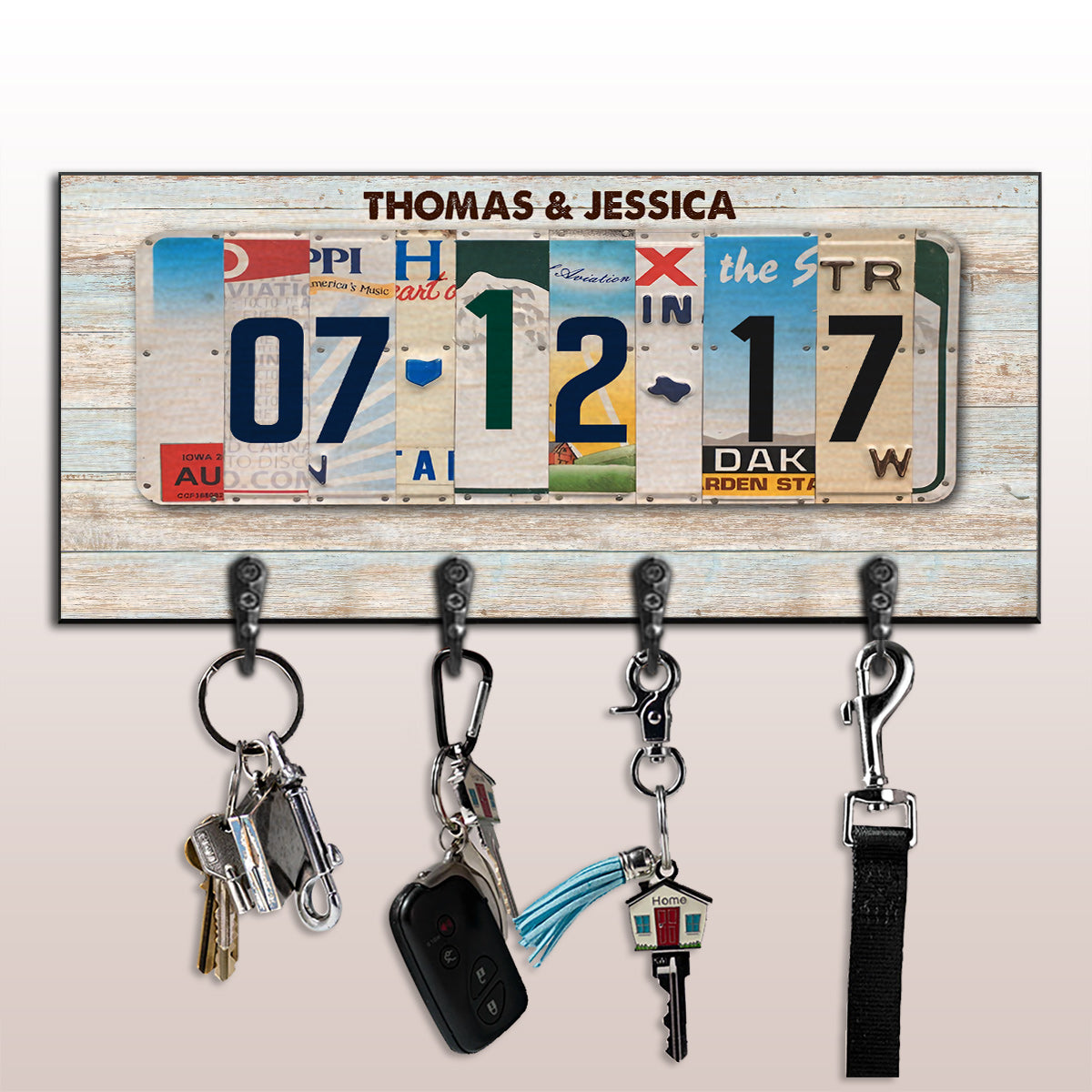 „Zusammen seit“-Kennzeichen – Personalisierter Schlüsselanhänger für Paare