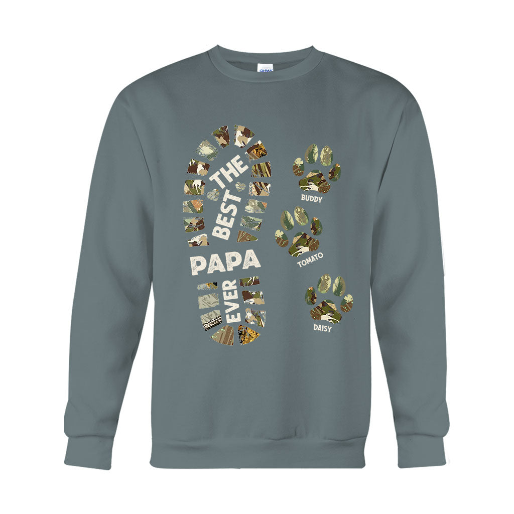 Papa-Pfotenabdrücke – Personalisiertes Vater-T-Shirt und Hoodie