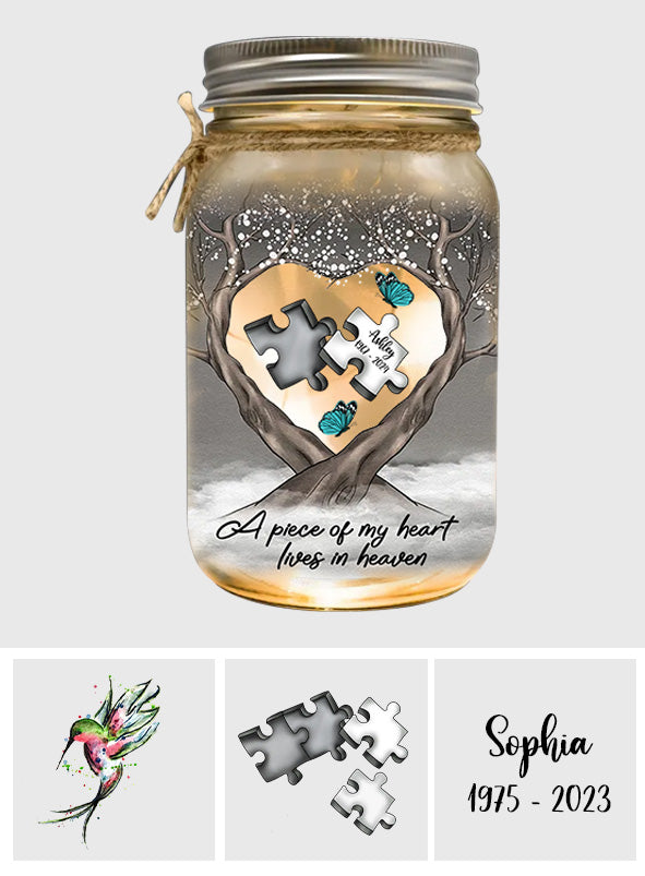 Memorial Butterfly Dragonfly Heaven Feather - Personalized Memorial Mason Jar Light