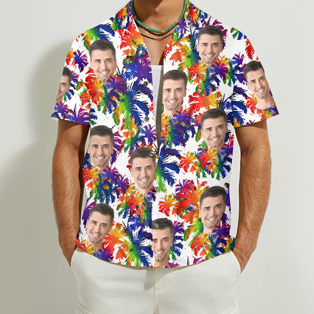 Buntes Palmenblatt-Stolz – Personalisiertes Hawaiihemd zur Unterstützung der LGBTQ+-Community