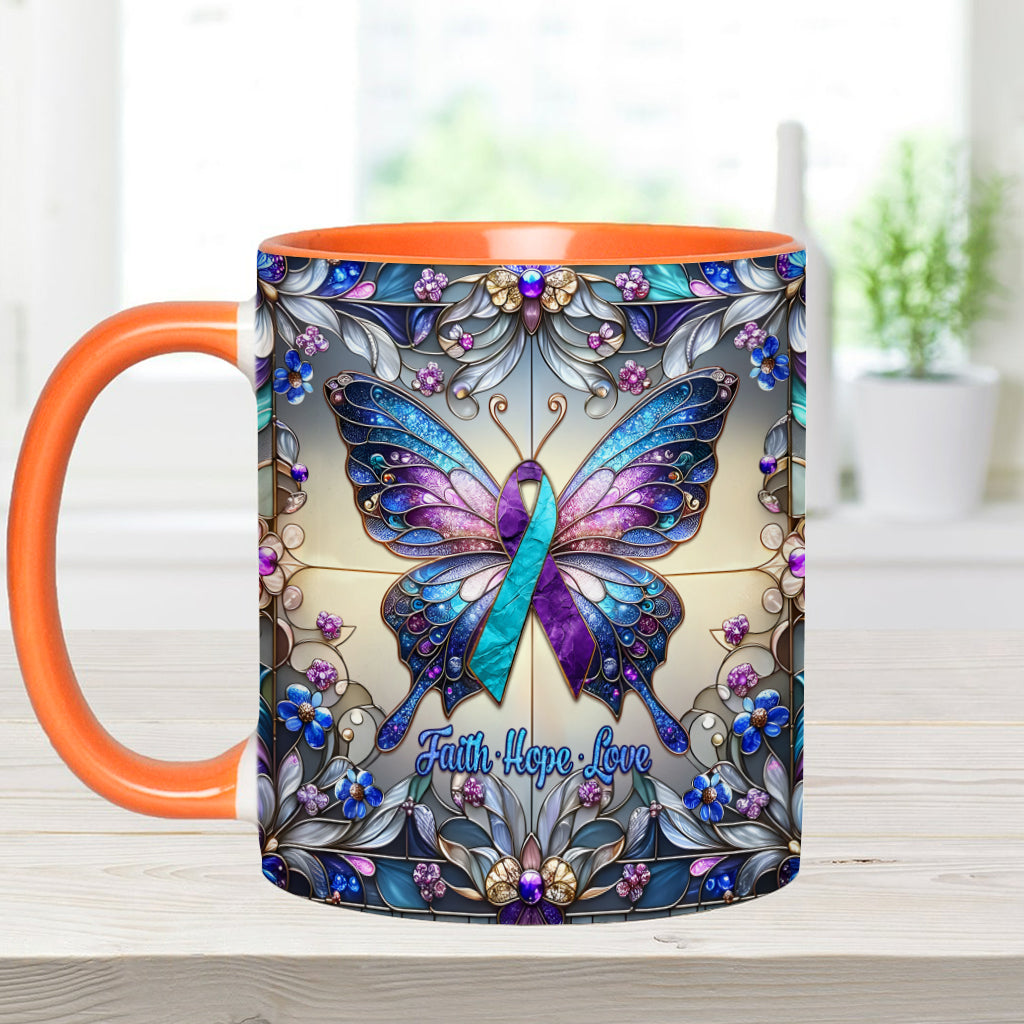 Glaube, Hoffnung, Liebe – Personalisierte Tasse mit Akzent zur Suizidprävention