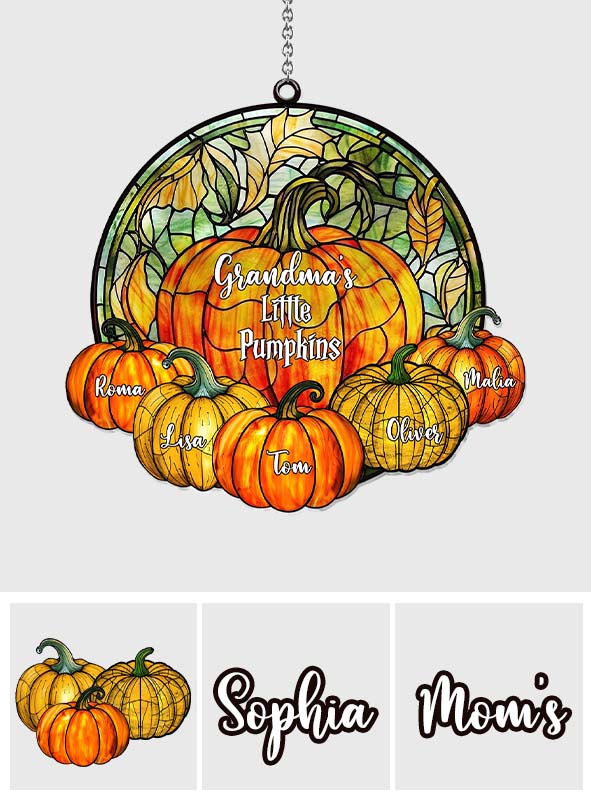 Omas kleine Kürbisse – Beliebiger Titel – Personalisierter Oma-Fensterhänger-Sonnenfänger 