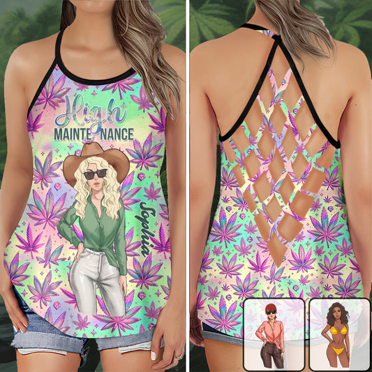 High Maintenance - Personalized Weed Cross Tank Top