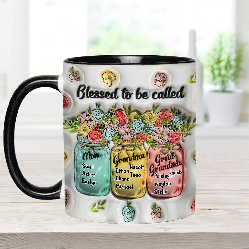 Blessed To Be Called - Personalized Grandma Accent Mug