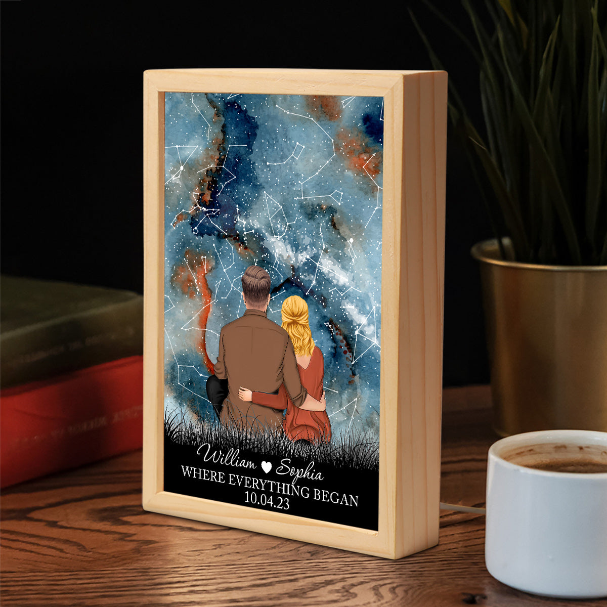 Wo alles begann – Personalisierter Bilderrahmen mit Leuchtkasten für Paare