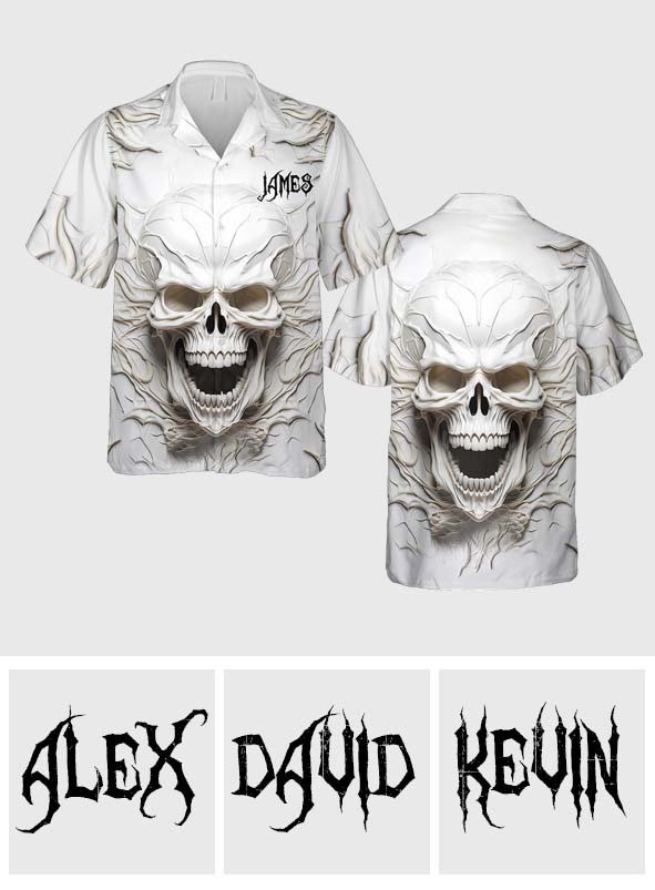 Schwarzer Totenkopf – Personalisiertes Totenkopf-Hawaiihemd