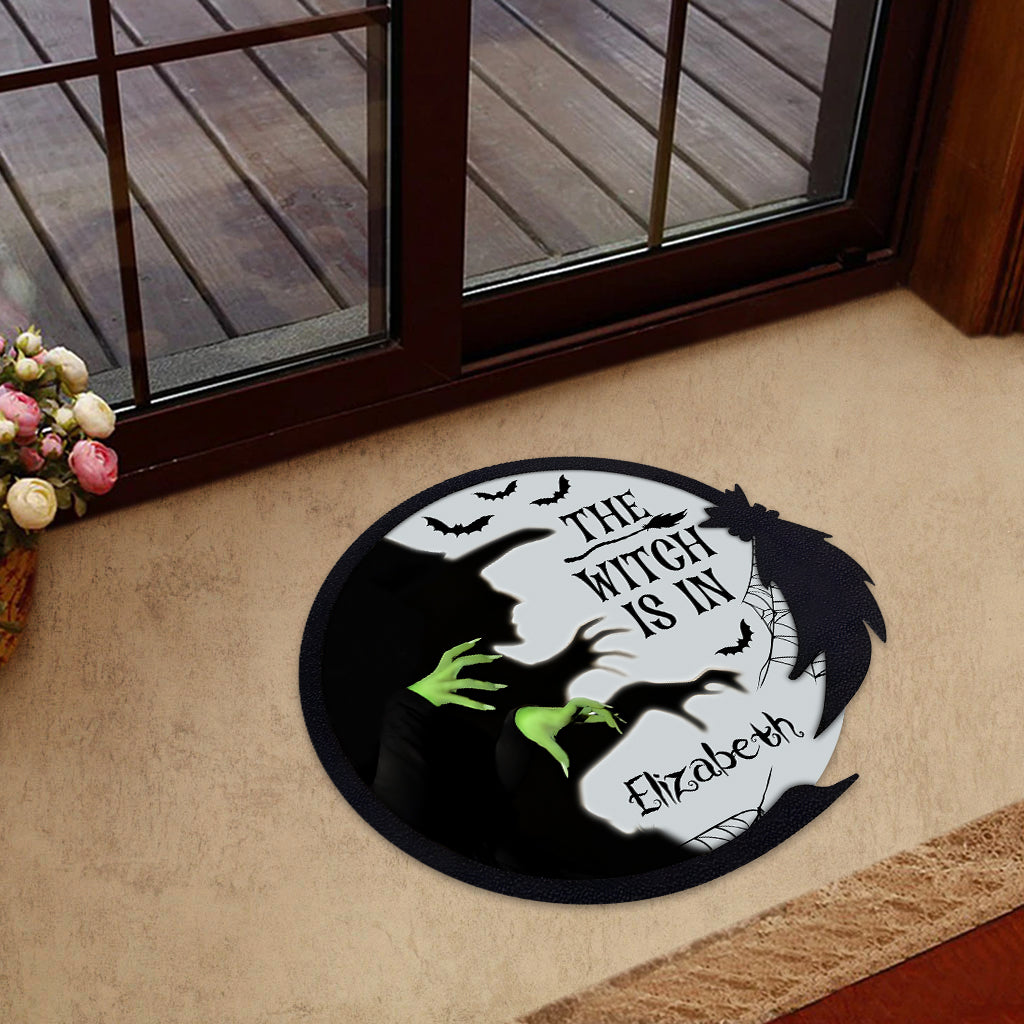 The Witch Is In - Personalized Witch Shaped Doormat