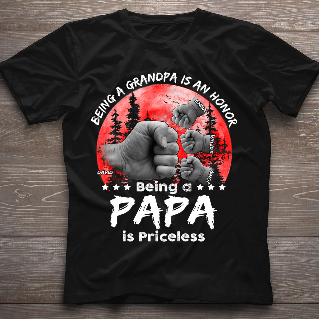 Father Son Red Moon Fist Bump - Personalized Father T-shirt And Hoodie