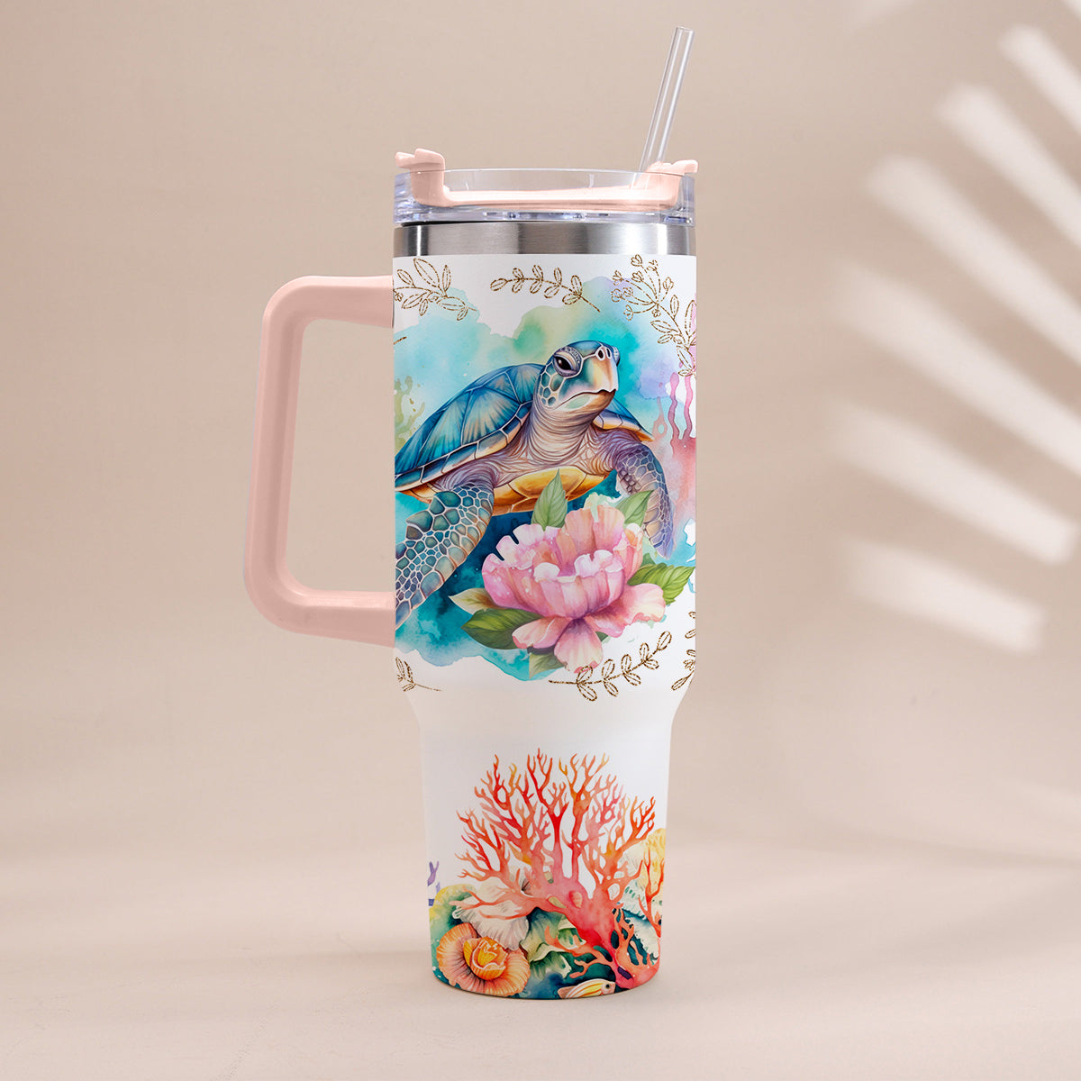 Personalisierter Schildkrötenbecher mit Henkel – „Love Turtles“