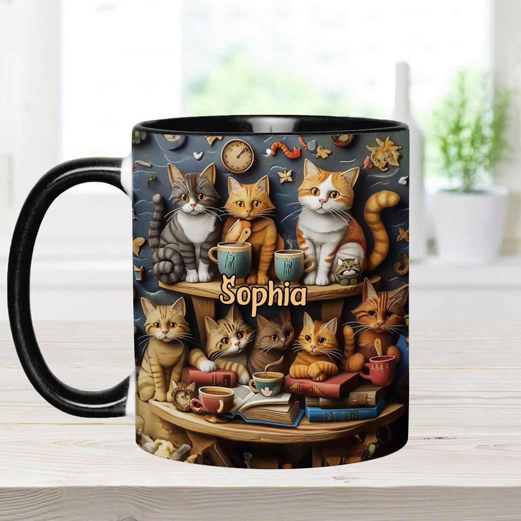 Einfach Katzen lieben – Personalisierte Tasse im Vintage-Stil mit Katzenmotiv