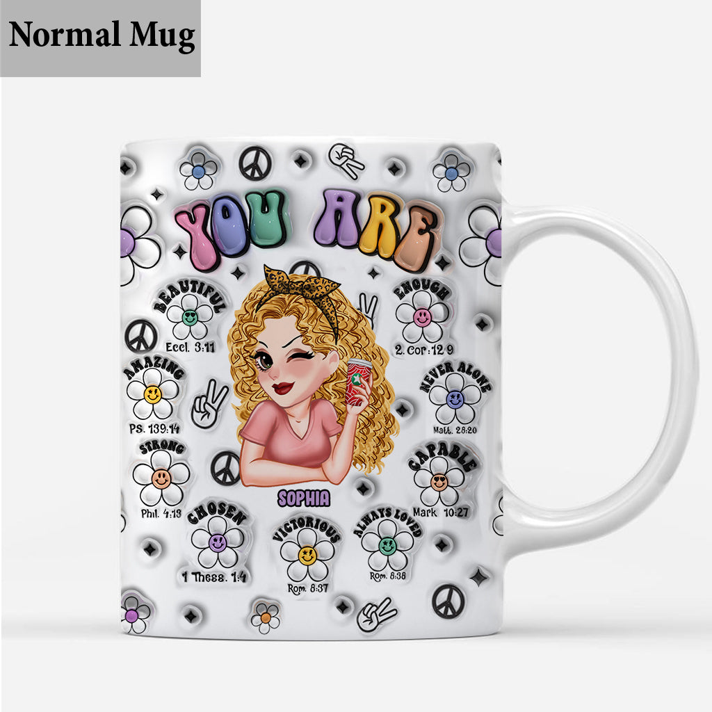 Du bist schön, stark, siegreich genug – personalisierte Hippie-Tasse