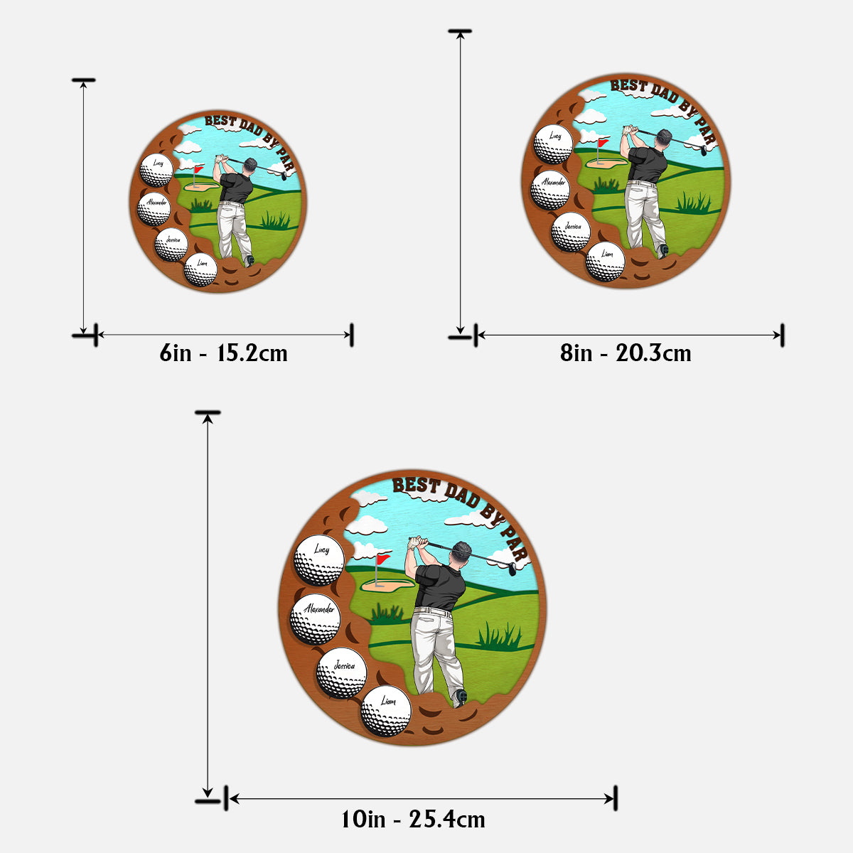 Bester Papa von Par - Personalisiertes 2-lagiges Holzschild / Holzplakette für Väter