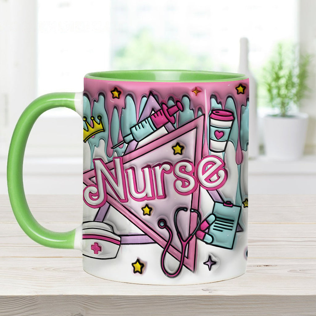 Krankenschwester-Puppe in Rosa - Personalisierte Tasse mit Krankenschwester-Motiv