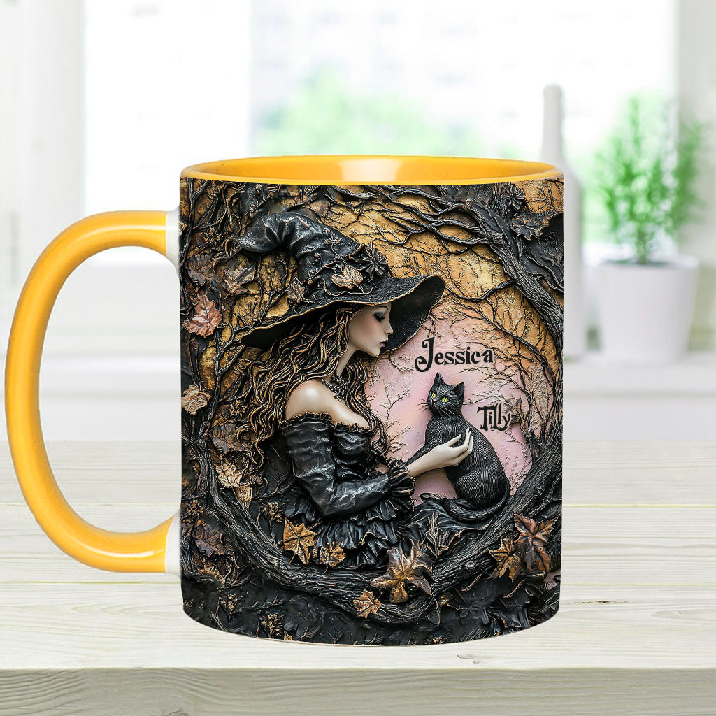 Eine Hexe und ihre schwarze Katze – Eine wunderschöne Sache – Personalisierte Tasse mit Hexenmotiv