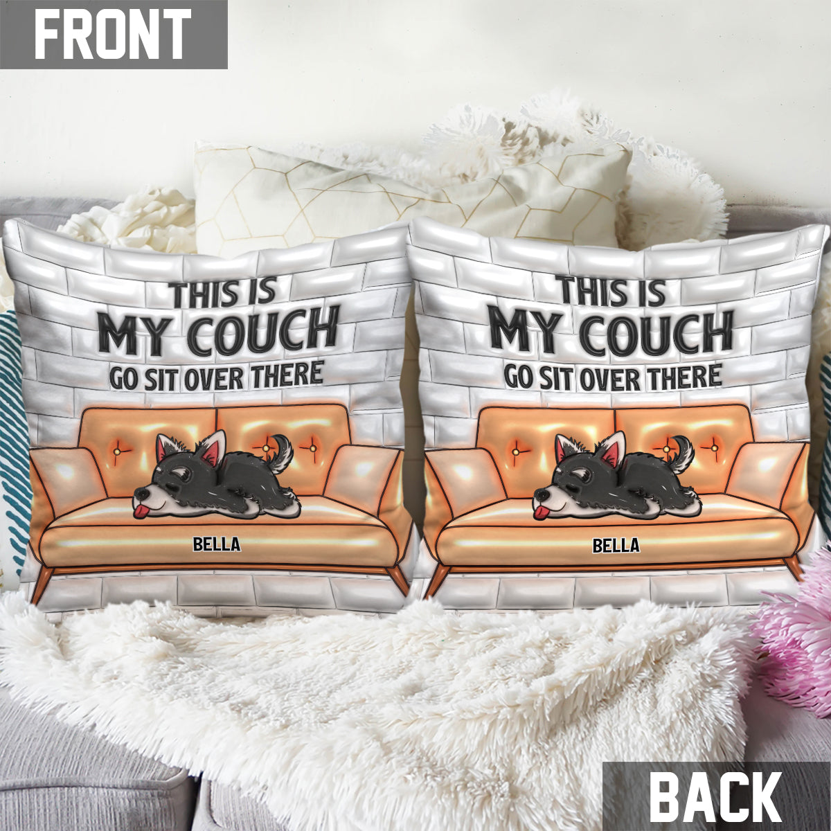 Das ist meine Couch – personalisiertes Hunde-Dekokissen