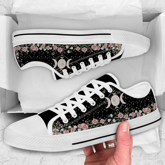 Floral Wicca Pattern - Witch Low Top Shoes