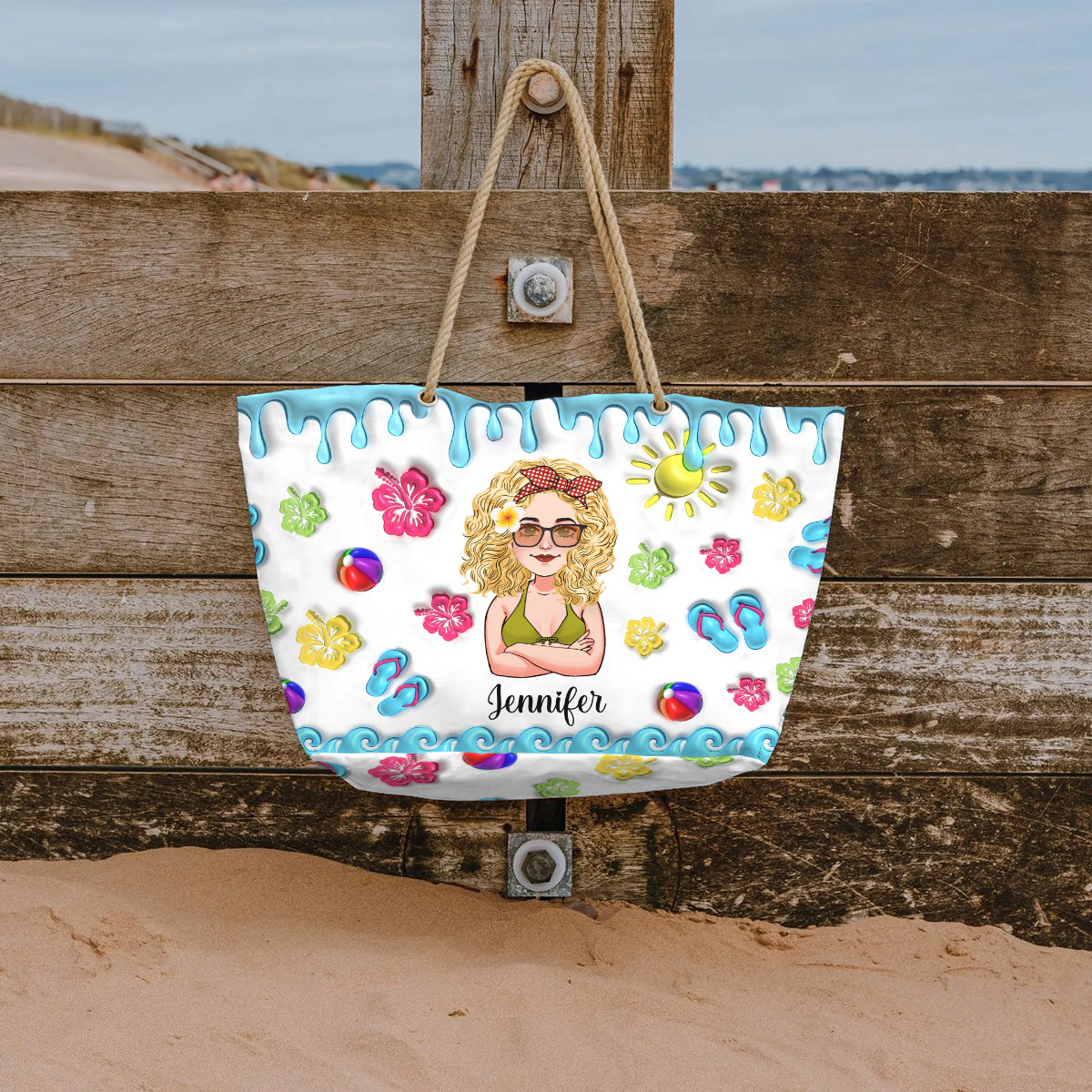 Das Leben ist schöner im Sommer – Personalisierte Strandtasche für Meeresliebhaber