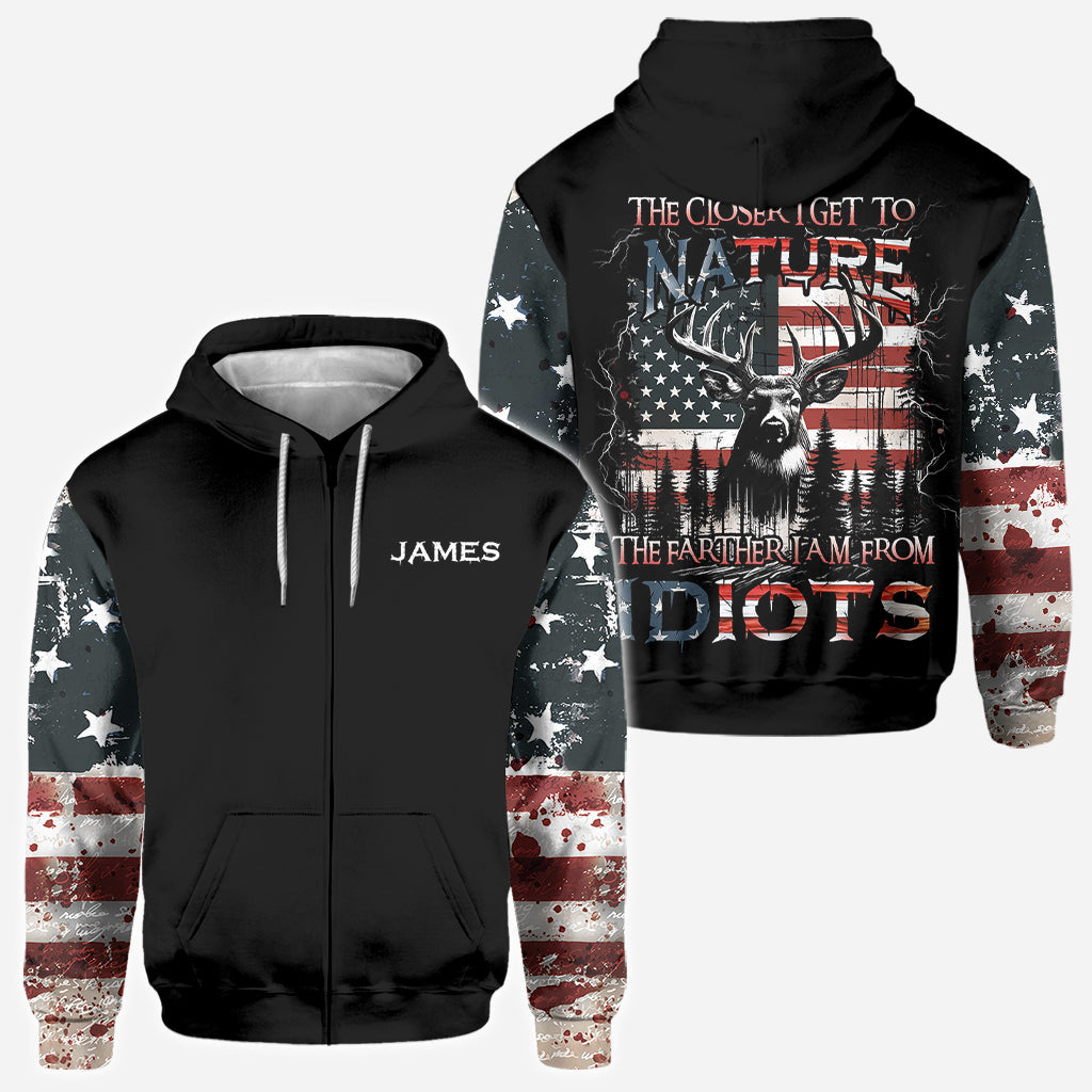 Je näher ich der Natur komme, desto mehr bin ich der Vater von Idioten – personalisiertes Jagd-T-Shirt