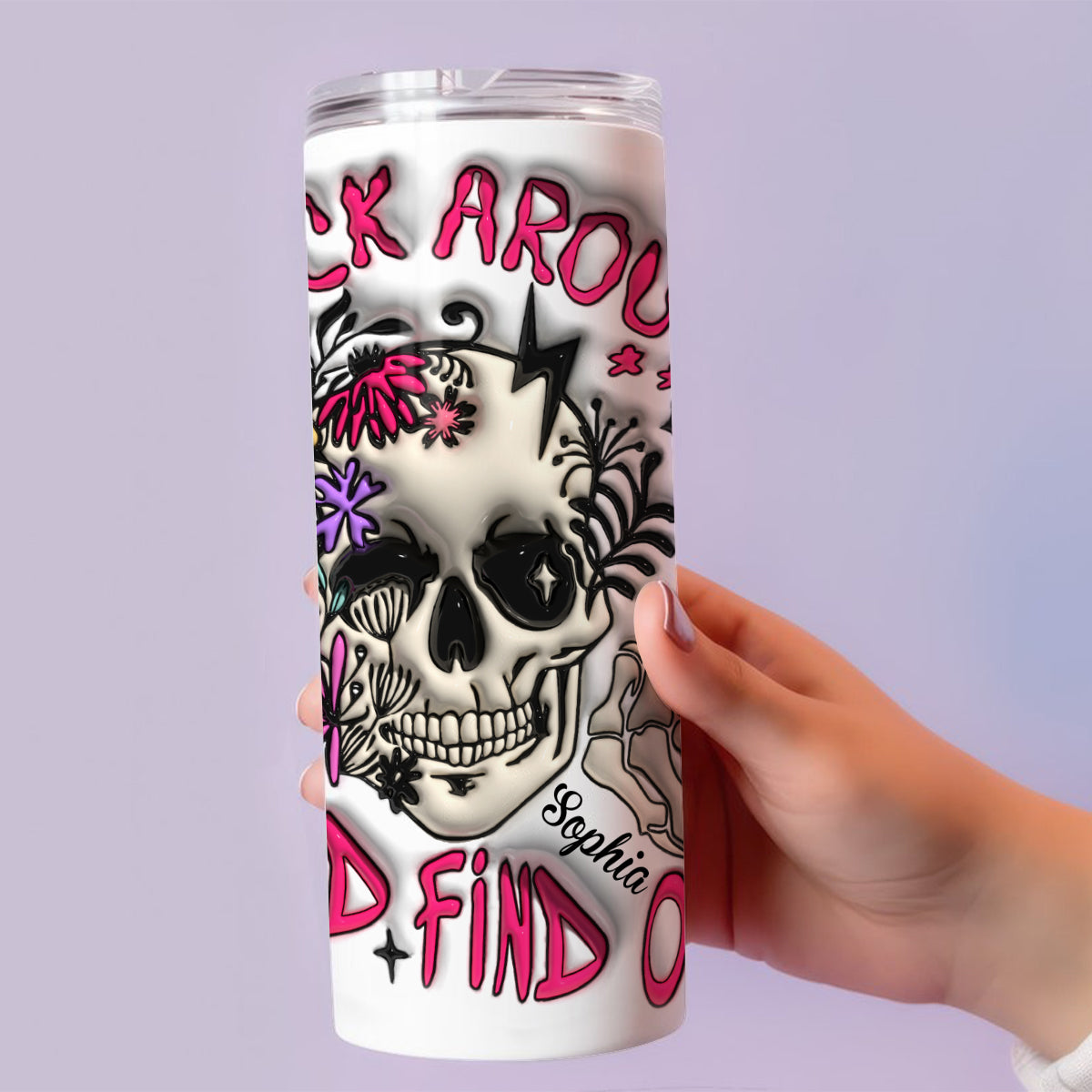 Probier's aus und finde es heraus – personalisierter, schmaler Totenkopf-Trinkbecher