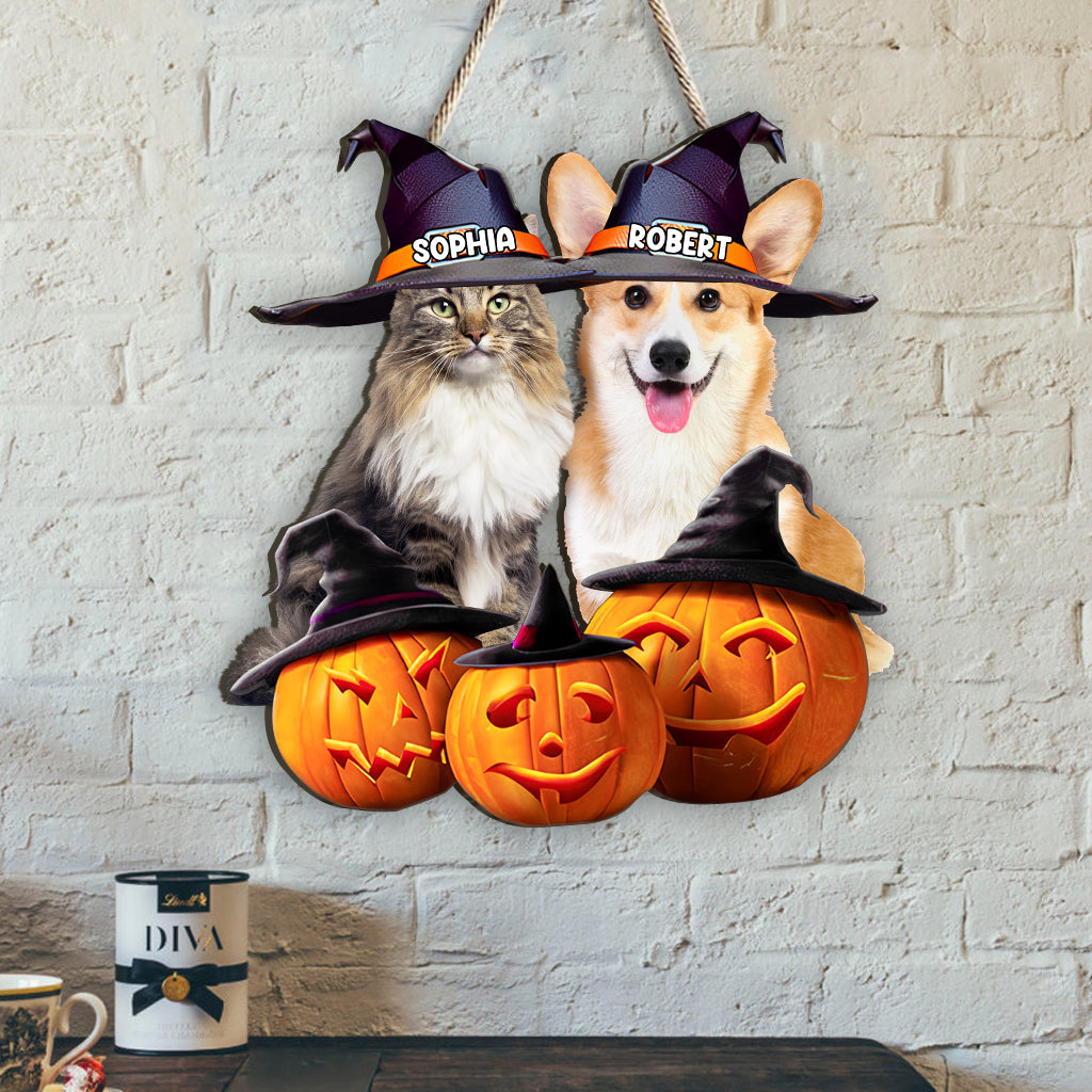 Cute Halloween Pets - Personalized Dog Custom Shaped Wood Sign
