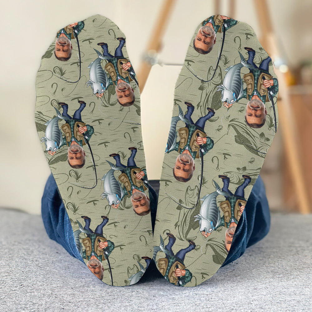 Lustiges Karikaturgesicht – personalisierte Angelsocken