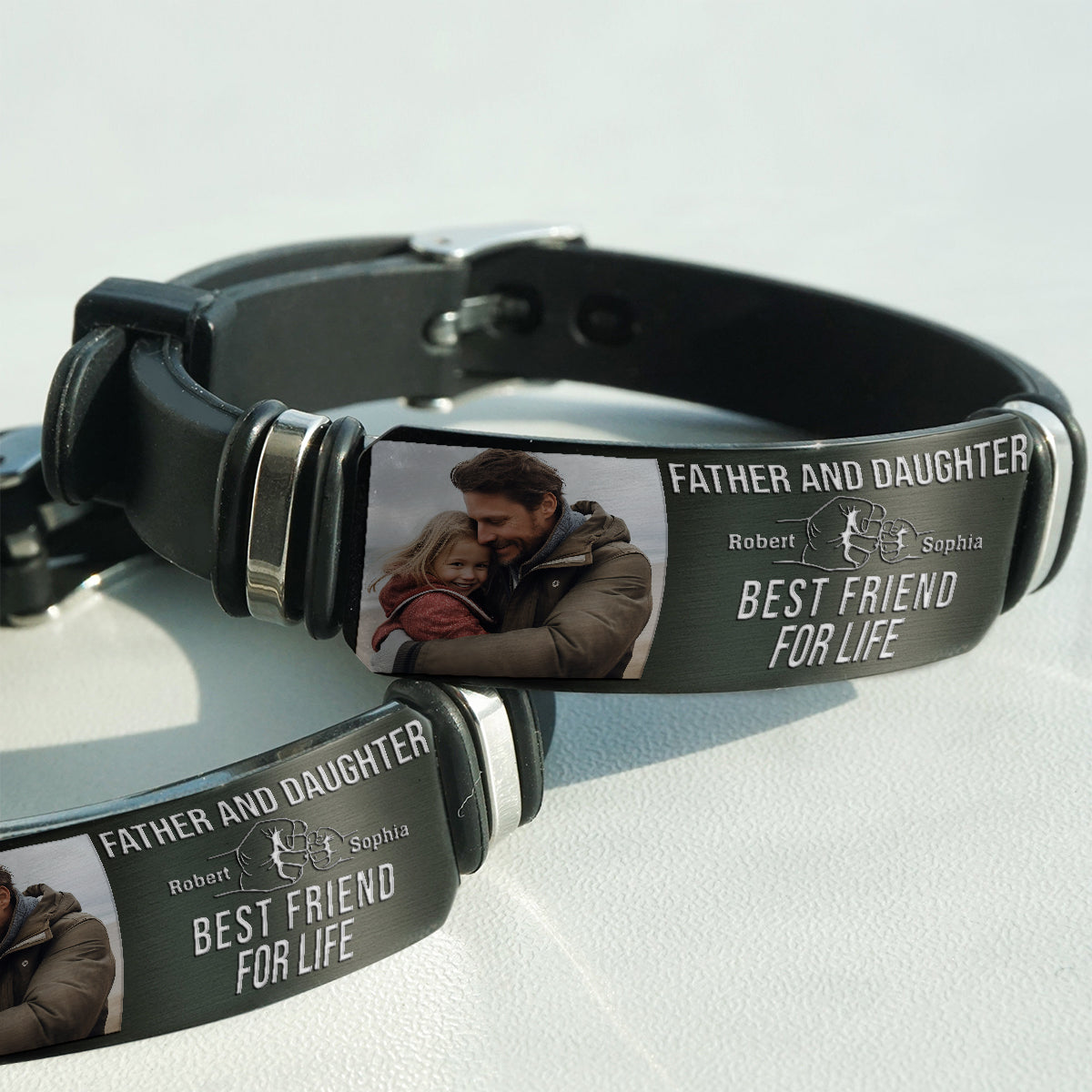 Vater & Tochter – Sohn, bester Freund fürs Leben – personalisiertes Armband mit Gravur für den Vater