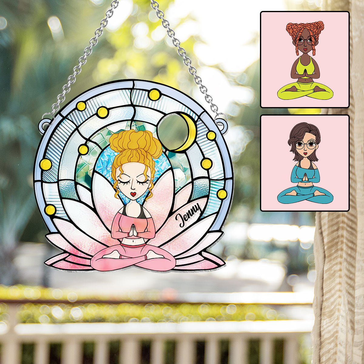 Namaste – Personalisierter Yoga-Fensterhänger-Sonnenfänger 