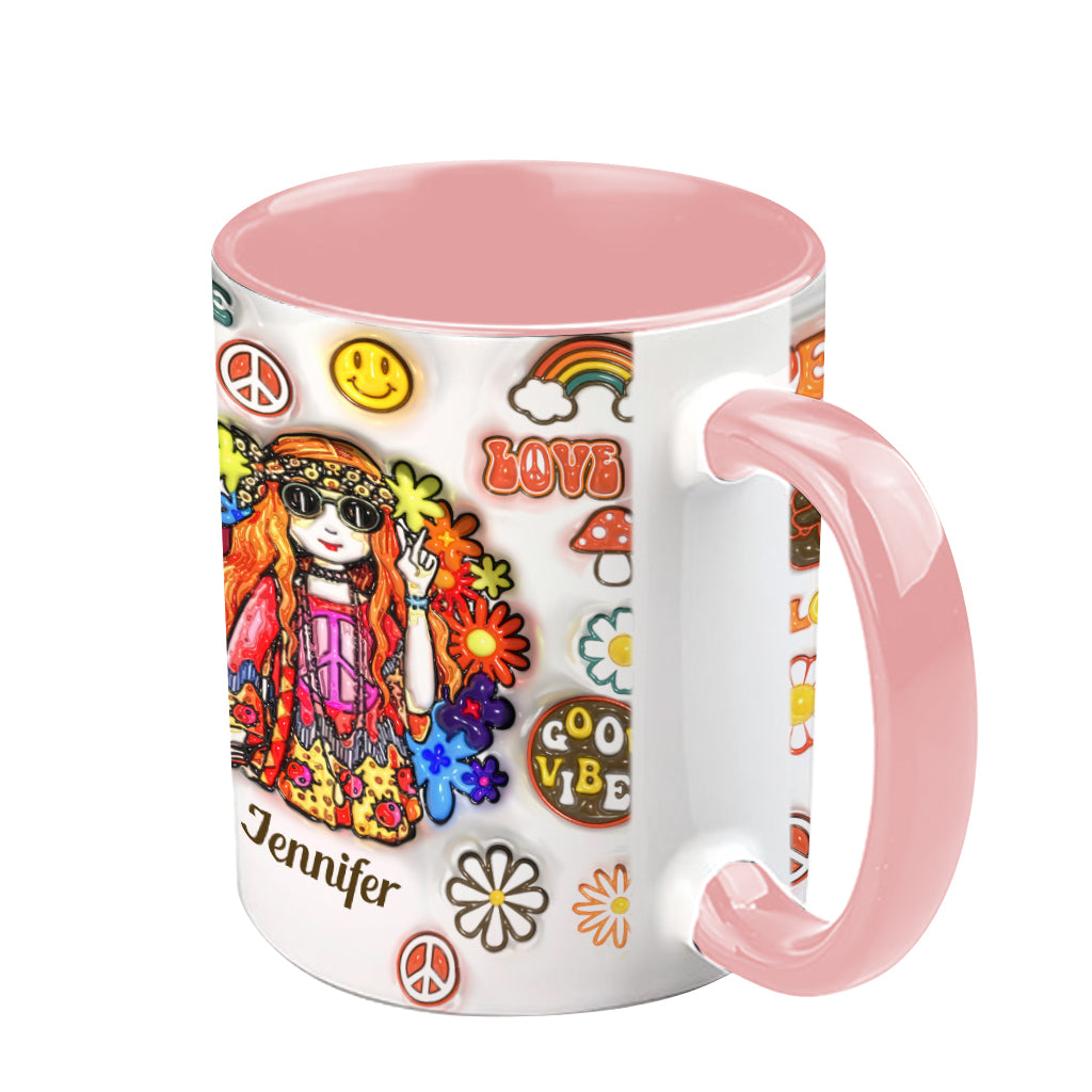 Personalisierte Hippie-Tasse für Frauen: Alte Hippies sterben nicht und verwandeln sich in verrückte Omas