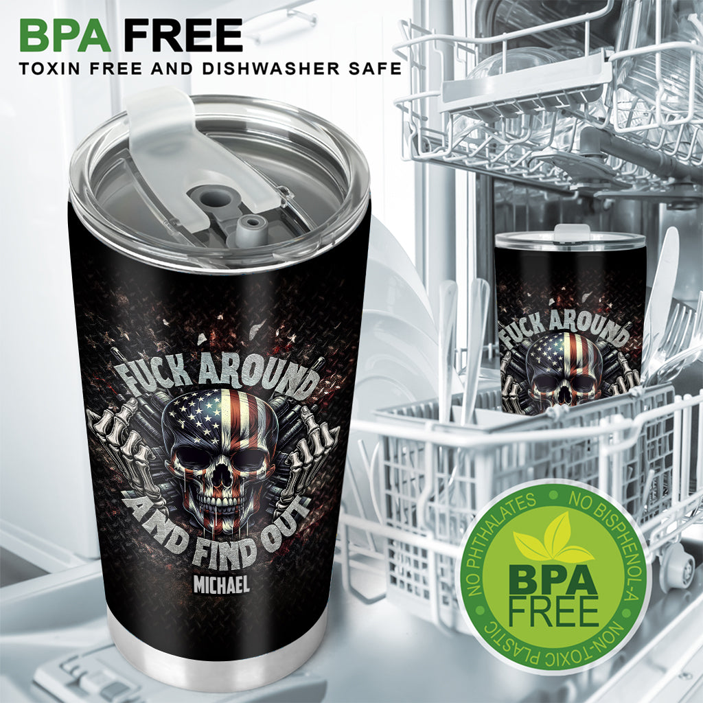 Amerikanische Flagge Skelett - Personalisierter Totenkopf-Trinkbecher