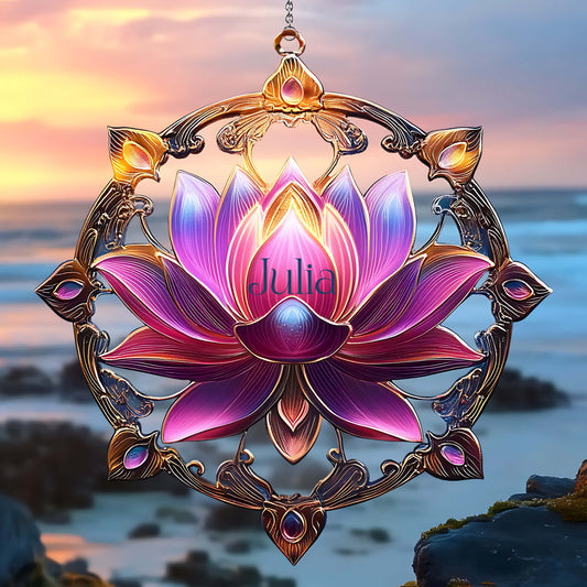 Wunderschöner Lotus – Personalisierter Yoga-Fensterhänger als Sonnenfänger 