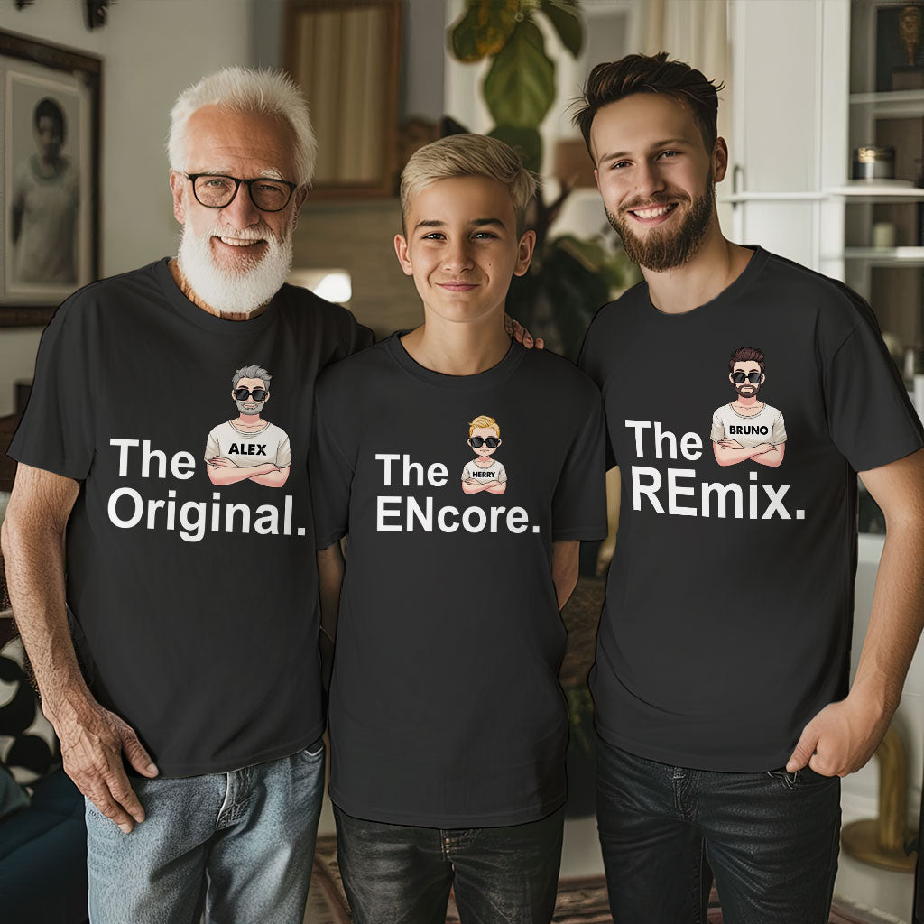 Drei Generationen: Opa, Vater, Kind – personalisiertes Opa-T-Shirt und Hoodie
