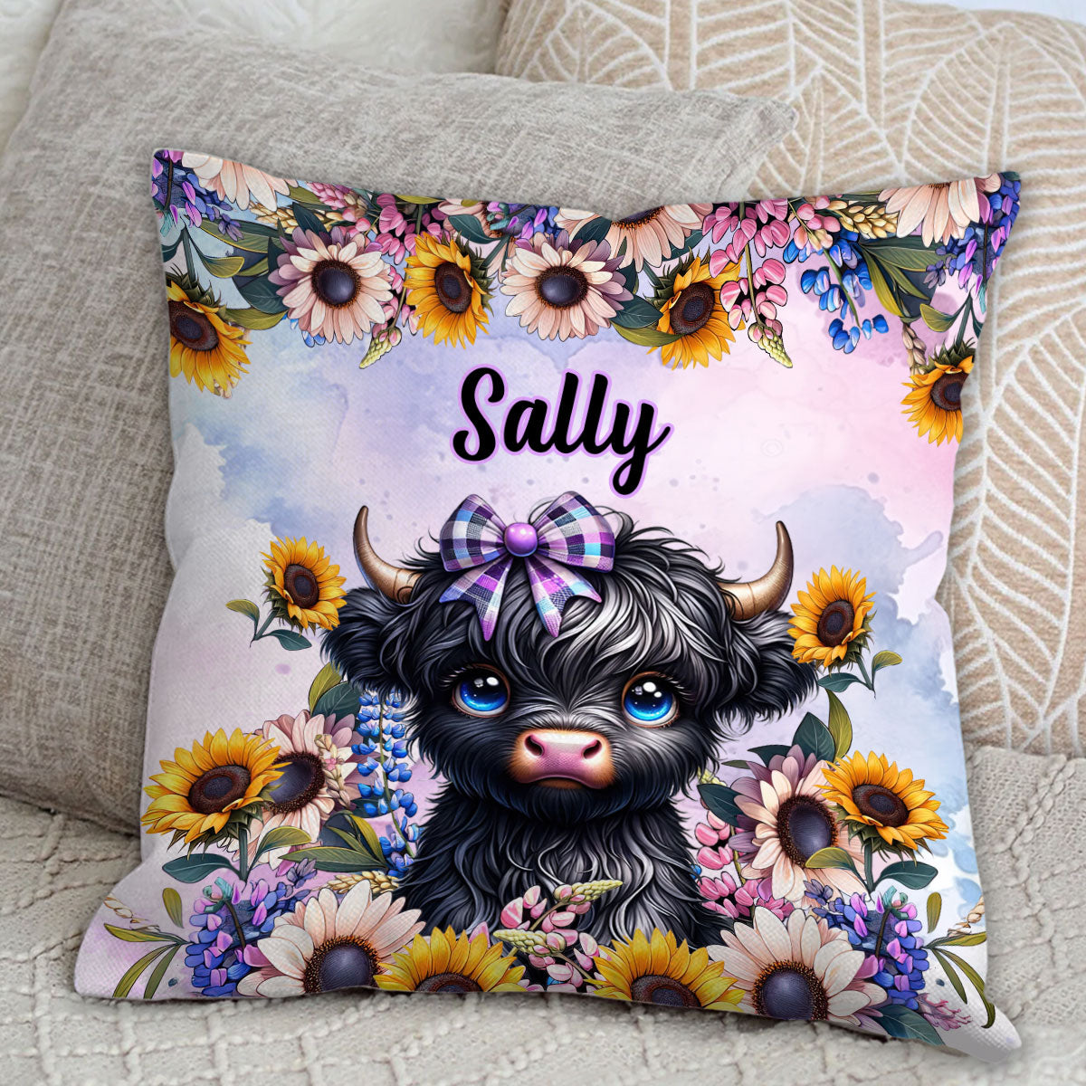 Cute Little Cow - Personalized Throw Pillow