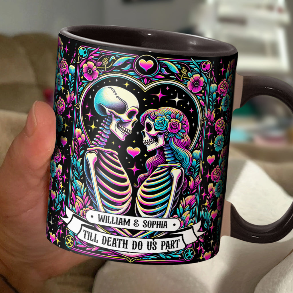 Bis dass der Tod uns scheidet – Personalisierte Tasse mit Totenkopf-Akzent
