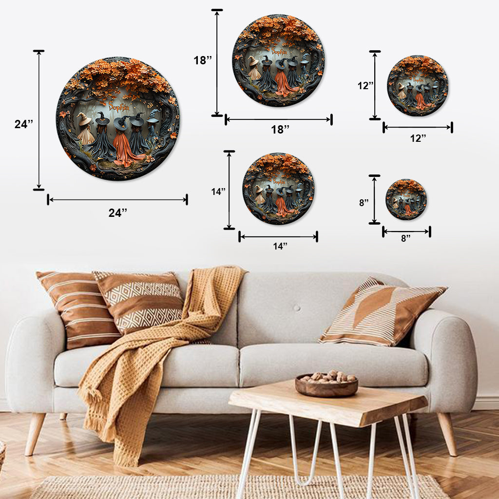 Wunderschöne Hexen – Personalisiertes rundes Hexen-Metallschild