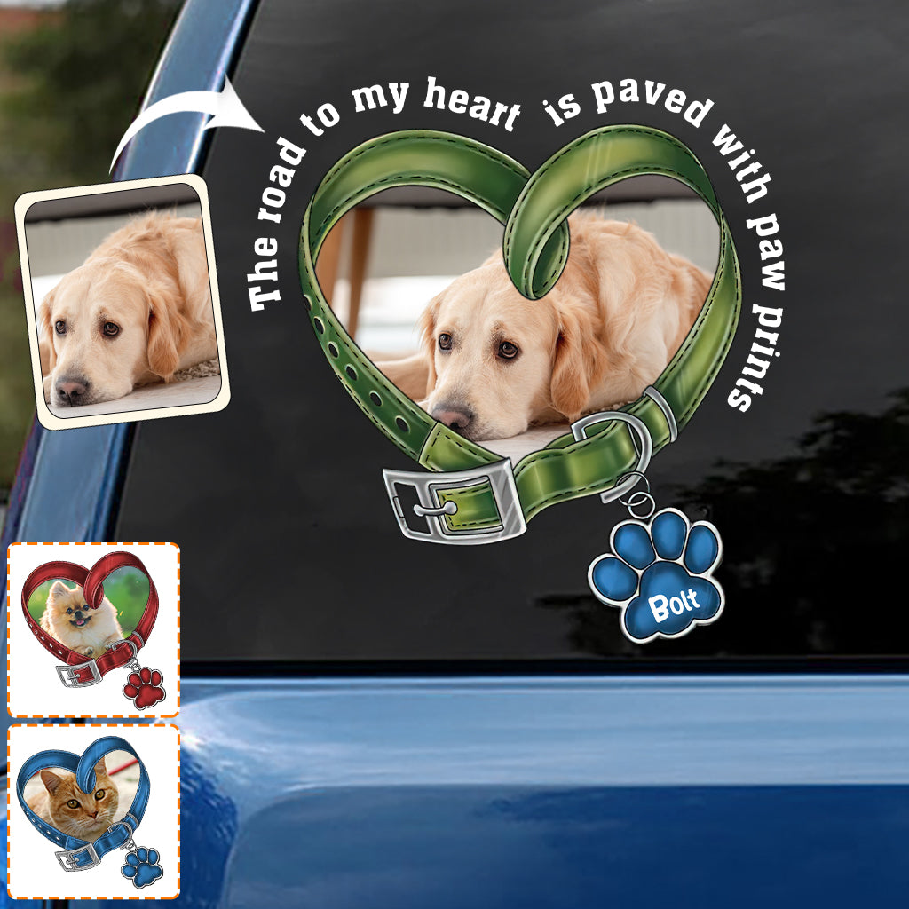You Left Paw Prints Forever In My Heart Dog Cat Memorial - Personalized Dog Decal Full