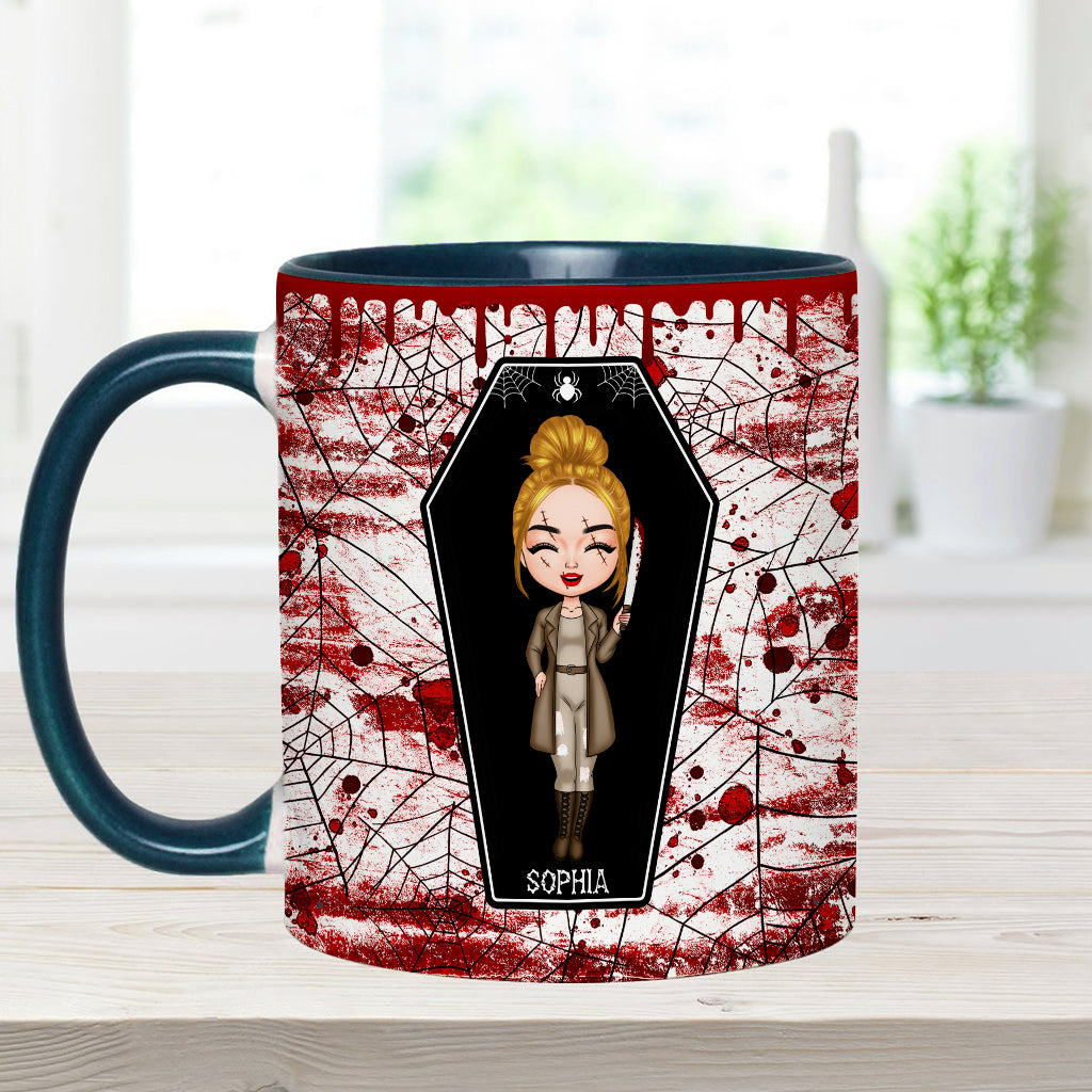 Sommerliche Sommerzeit naht, jetzt ist die Zeit der gruseligen Zicken! - Personalisierte Tasse mit Akzent